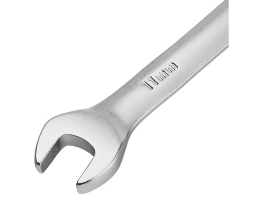 Ключ комбинированный трещоточный 11 мм, CrV, матовый хром Denzel 14705