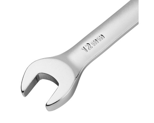 Ключ комбинированный трещоточный 12 мм, CrV, матовый хром Denzel 14706