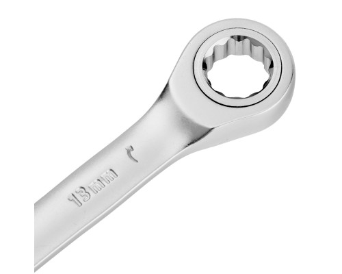 Ключ комбинированный трещоточный 13 мм, CrV, матовый хром Denzel 14707