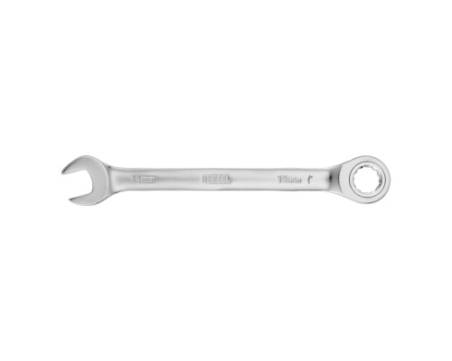 Ключ комбинированный трещоточный 14 мм, CrV, матовый хром Denzel 14708