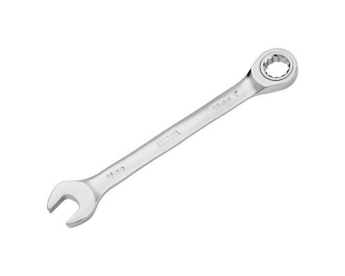 Ключ комбинированный трещоточный 16 мм, CrV, матовый хром Denzel 14710