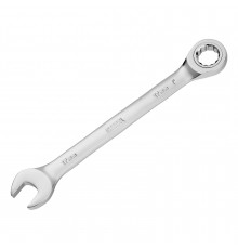 Ключ комбинированный трещоточный 17 мм, CrV, матовый хром Denzel 14711