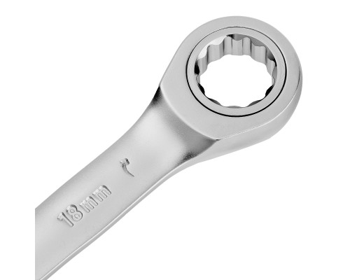 Ключ комбинированный трещоточный 18 мм, CrV, матовый хром Denzel 14712
