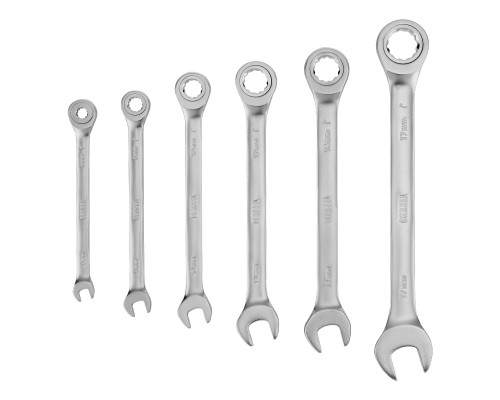 Набор ключей комбинированных трещоточных 6-17 мм, 6 шт., CrV, матовый хром Denzel 14720