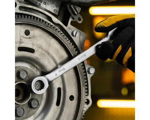 Набор ключей комбинированных трещоточных 6-17 мм, 6 шт., CrV, матовый хром Denzel 14720