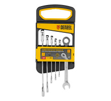 Набор ключей комбинированных трещоточных 6-17 мм, 6 шт., CrV, матовый хром Denzel 14720