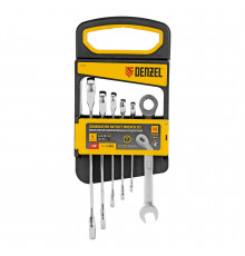 Набор ключей комбинированных трещоточных 6-17 мм, 6 шт., CrV, матовый хром Denzel 14720