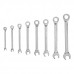Набор ключей комбинированных трещоточных 6-19 мм, 8 шт., CrV, матовый хром Denzel 14721