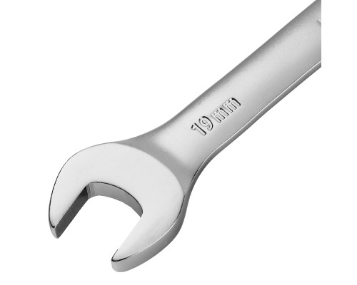 Набор ключей комбинированных трещоточных 6-19 мм, 8 шт., CrV, матовый хром Denzel 14721