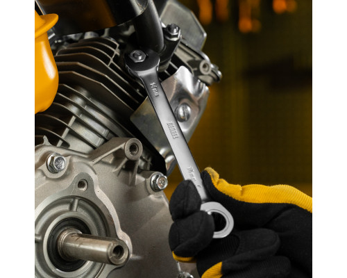 Набор ключей комбинированных трещоточных 6-19 мм, 8 шт., CrV, матовый хром Denzel 14721