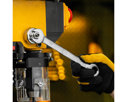 Набор ключей комбинированных трещоточных 6-19 мм, 12 шт., CrV, матовый хром Denzel 14722