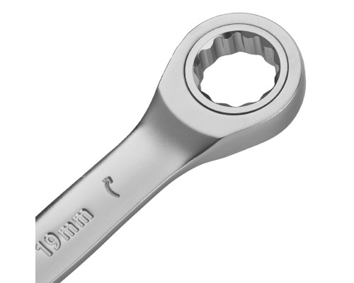 Набор ключей комбинированных трещоточных 6-19 мм, 12 шт., CrV, матовый хром Denzel 14722