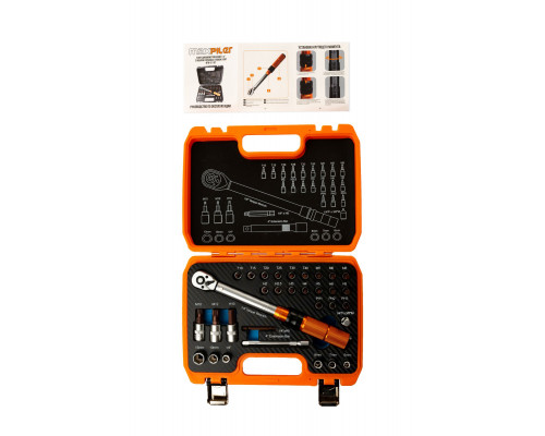 Набор торцевых головок и бит с динамометрическим ключом MAXPILER (31 шт, 1/4", 5-25 Нм) MTW-31-SET