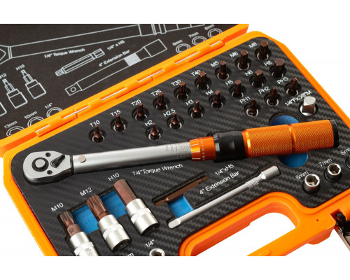 Набор торцевых головок и бит с динамометрическим ключом MAXPILER (31 шт, 1/4", 5-25 Нм) MTW-31-SET