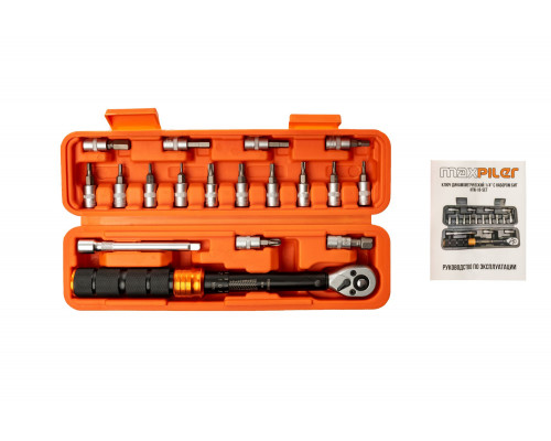 Набор бит с динамометрическим ключом MAXPILER (18 предметов, 1/4", 2-24 Нм) MTW-18-SET