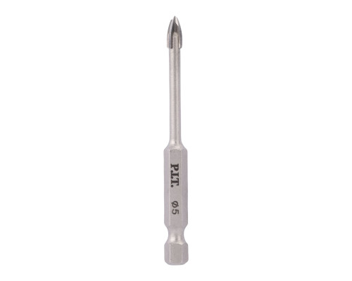 Сверло по стеклу и керамике P.I.T. Ø5x67 мм, 4 реж. кромки, хв. HEX 1/4"(6,35 мм) AMAS11-005P