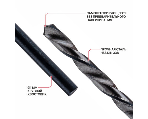 Сверло по металлу самоцентрирующееся P.I.T. 1 мм AMED16-0001