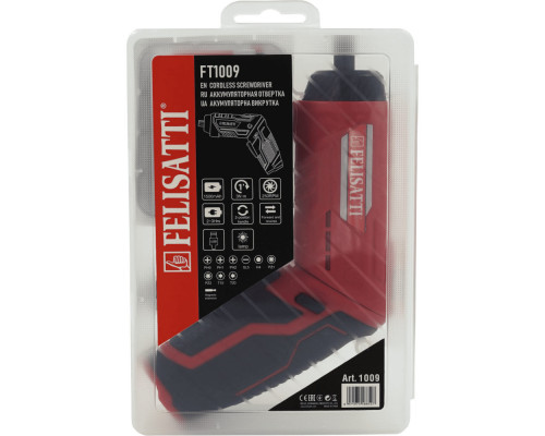 Аккумуляторная отвертка (кейс + оснастка 10 шт) FELISATTI FT1009