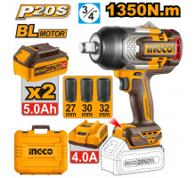 Аккумуляторный гайковерт INDUSTRIAL INGCO BL 20В 1350Hm 3/4, 2хАКБ и ЗУ CIWLI20135