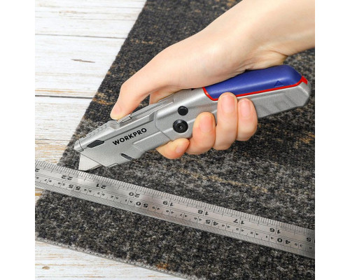 Нож складной металлический 4-х позиционный + 3 лезвия WORKPRO WP211011