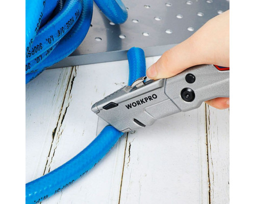 Нож складной металлический 4-х позиционный + 3 лезвия WORKPRO WP211011