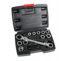 Ключ комбинированный 8-19 мм трещоточный WorkPro, Cr-V,10 вставок, в кейсе WP202570