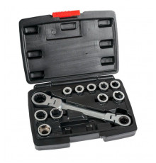 Ключ комбинированный 8-19 мм трещоточный WorkPro, Cr-V,10 вставок, в кейсе WP202570