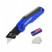 Нож алюминиевый складной WORKPRO быстрое открытие, синий WP211025