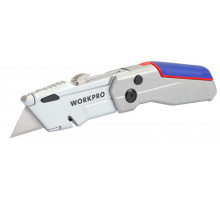 Нож складной металлический 4-х позиционный + 3 лезвия WORKPRO WP211011
