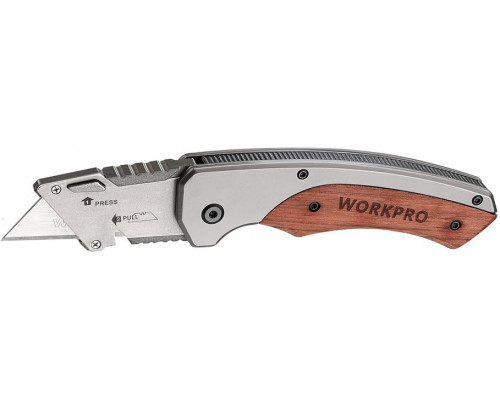 Нож складной WORKPRO 10 лезвий с деревянной рукояткой WP211027