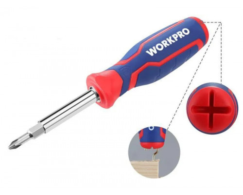 Отвертка под биты WORKPRO 15 в 1 WP221306