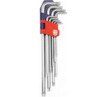 Набор Г-образных удлиненных ключей WORKPRO TORX с отверстием 9 шт WP222003