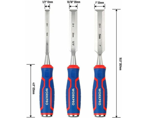 Набор стамесок-долот WORKPRO 3шт. WP201301