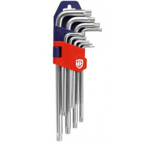 Набор Г-образных ключей WORKPRO 9 шт TORX с отверстием WP222002