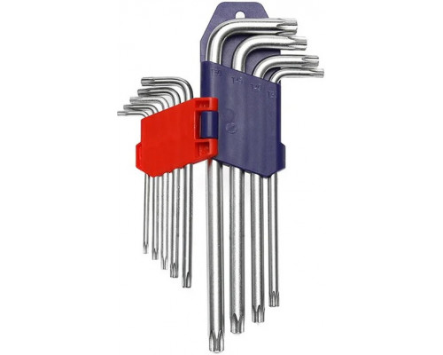 Набор Г-образных ключей WORKPRO 9 шт TORX с отверстием WP222002