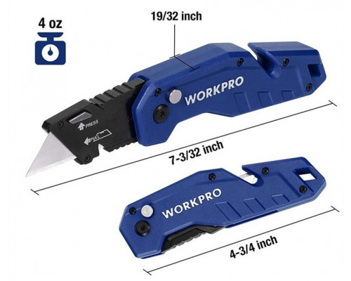 Складной нож быстросменный WORKPRO WP211008
