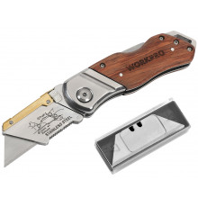 Нож складной WORKPRO с деревянной рукояткой WP211014