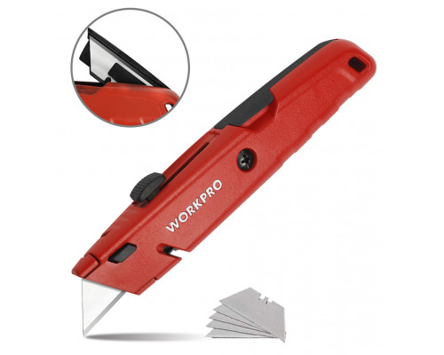 Нож строительный алюминиевый WORKPRO красный WP213009