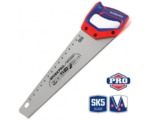 Ножовка по дереву WORKPRO 550 мм, SK5, 7TPI WP215008