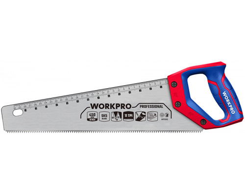 Ножовка по дереву WORKPRO 450 мм, SK5, 7TPI WP215006