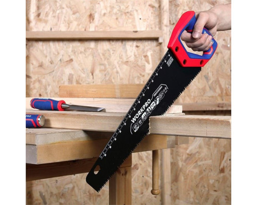 Ножовка по дереву WORKPRO c тефлоновым покрытием, 400 мм, SK5 WP215013