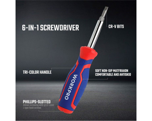 Отвертка 6-В-1 WORKPRO WP221046