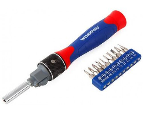 Набор отвертка с битами WORKPRO с трещоткой, 12 шт WP221051