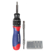 Отвертка с трещоткой и набором бит и головок (29шт) двойной привод WORKPRO WP221052