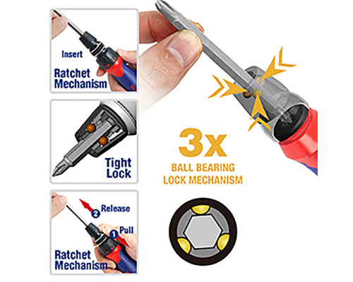 Набор отвертка с битами 10-В-1 WORKPRO с храповым механизмом WP221059