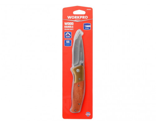 Нож складной WORKPRO с деревянной рукояткой WP381012