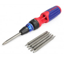 Отвертка с набором бит 12 в 1 (храповый механизм, быстрая загрузка) WORKPRO WP221063