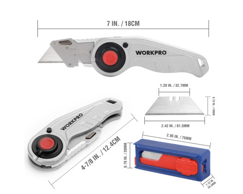 Нож складной, с подсветкой WORKPRO WP211009