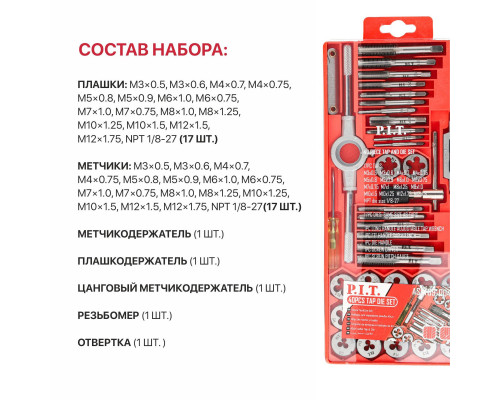 Набор для нарезания резьбы P.I.T. 40 шт ASET09-0040 Набор для нарезания резьбы P.I.T. 40 шт ASET09-0040