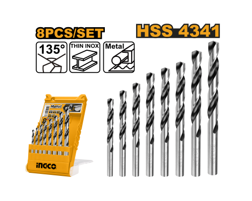 Набор сверл по металлу INGCO 8 шт. AKDB1088